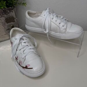 Kenneth Cole Kam Blossom Sneakers Womens White Floral‎ Embroidered Casual 6M